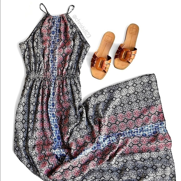 Bloomingdale’s AQUA Tile Print Maxi Dress - Picture 1 of 9
